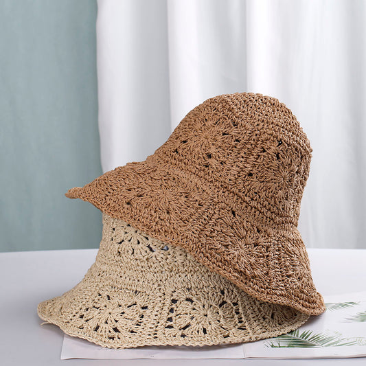 Womens Straw Hats Crochet Hat Bucket Hat UV Protection Sun Visor Beach Hats Women Visors Foldable Female Women Summer Sun Hat